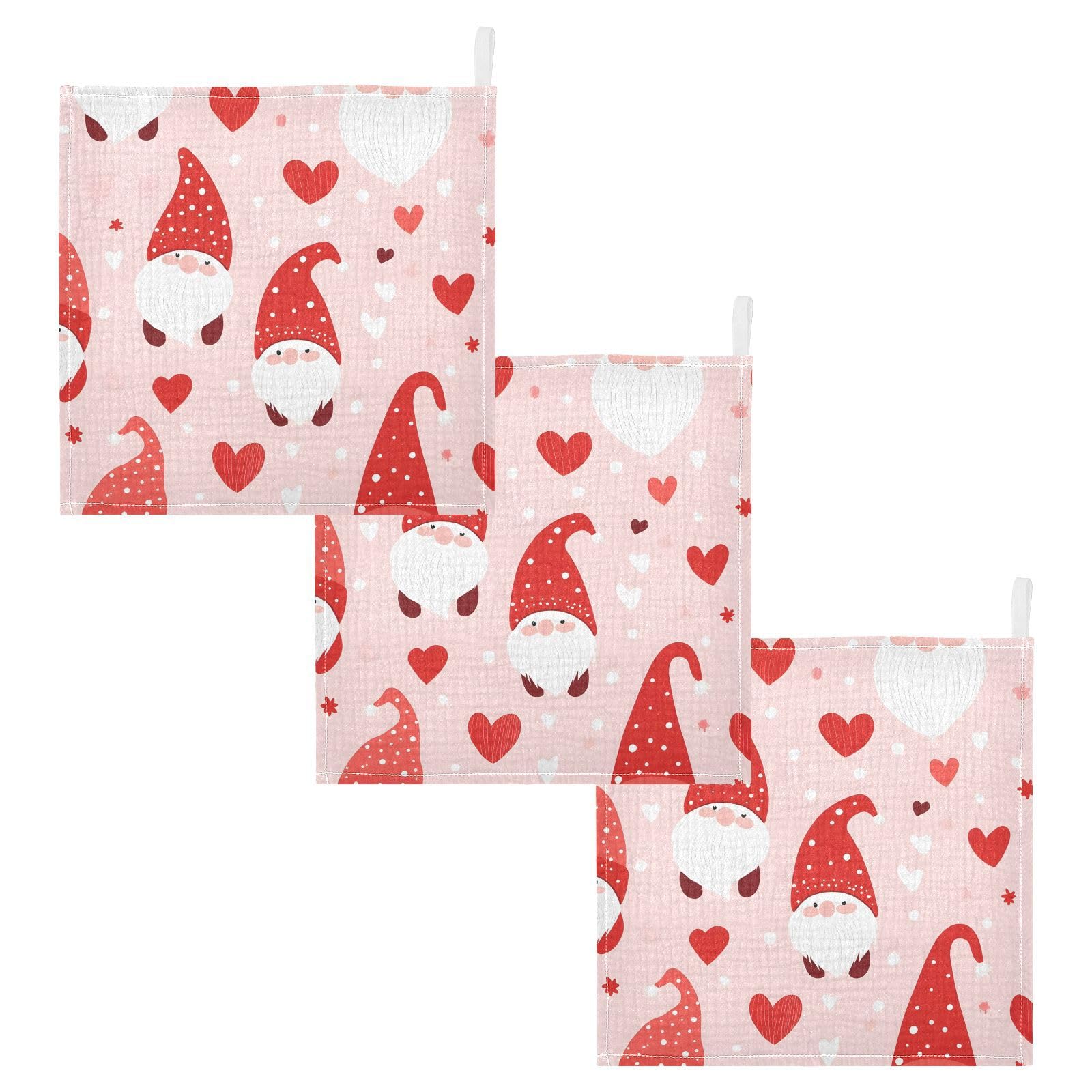 YETTASBIN Valentines Gnomes Muslin Baby Hand Washcloths Soft Cotton Bath Face Towel 4 Layers Extra Absorbent Feeding Burp