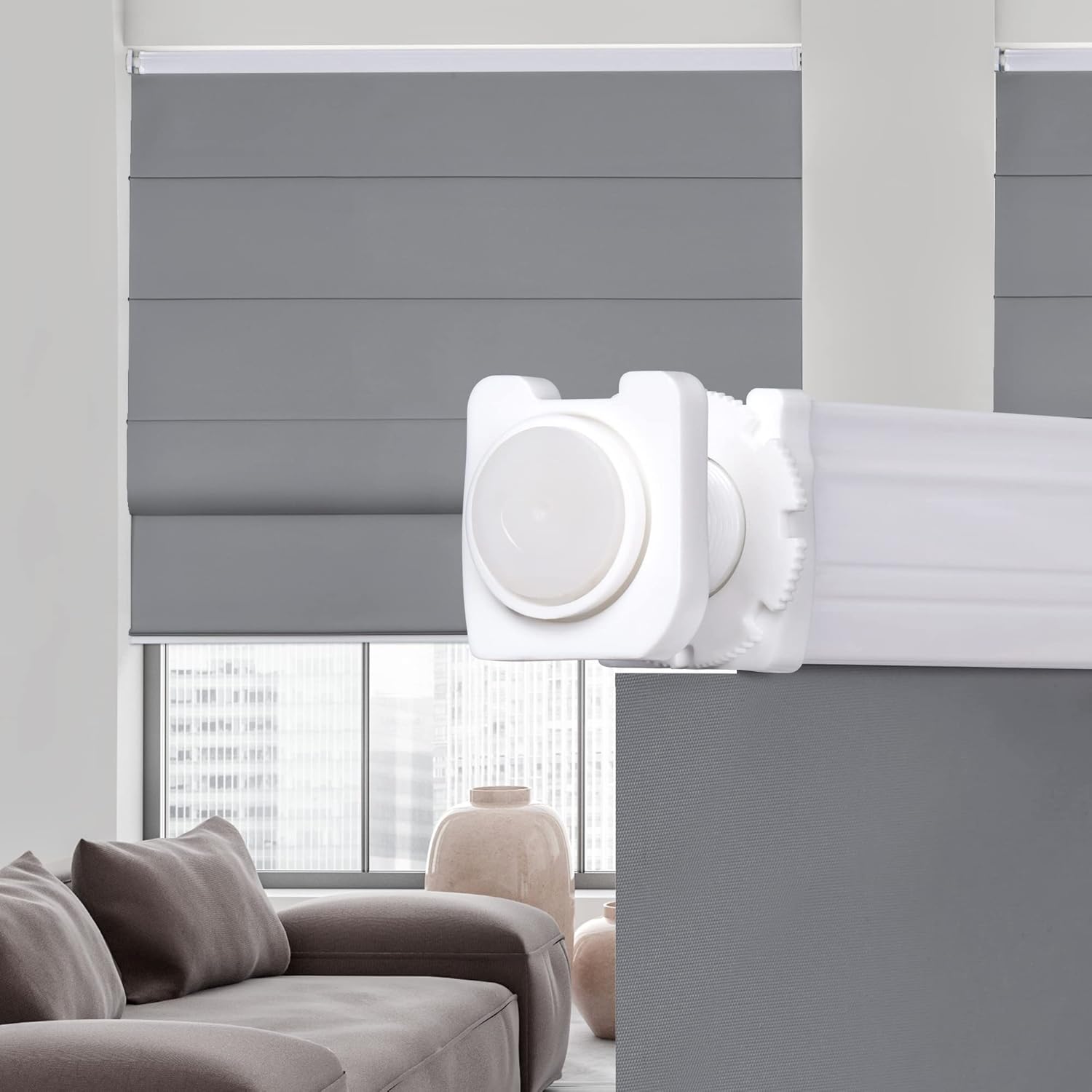 LazBlinds No Tools No Drill 100% Blackout Roman Shades Thermal Insulated Waterproof Fabric Blinds for Windows