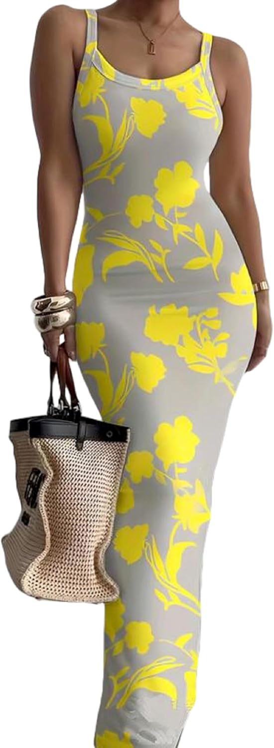 HTD Women Summer Sexy Maxi Bodycon Long Dress Casual Slip Dresses