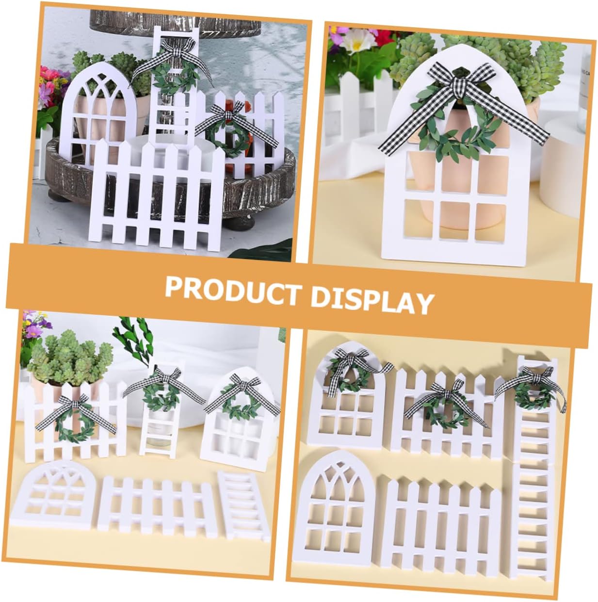 GLEAVI 3pcs Rustic Farmhouse Themed Tiered Tray Decor Ladder Window Fence Signs for Kitchen and Spring Home Decoration present for Friends and Festivals
