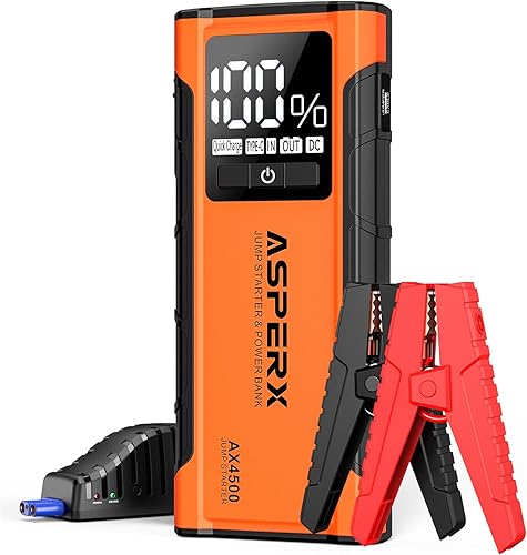 Miniatura 8 de ASPERX AX2500 Arrancador de coche, batería de pico de 2500 A para motores de gasolina de 10 L o 7.3 L diésel, amplificador de batería automático de