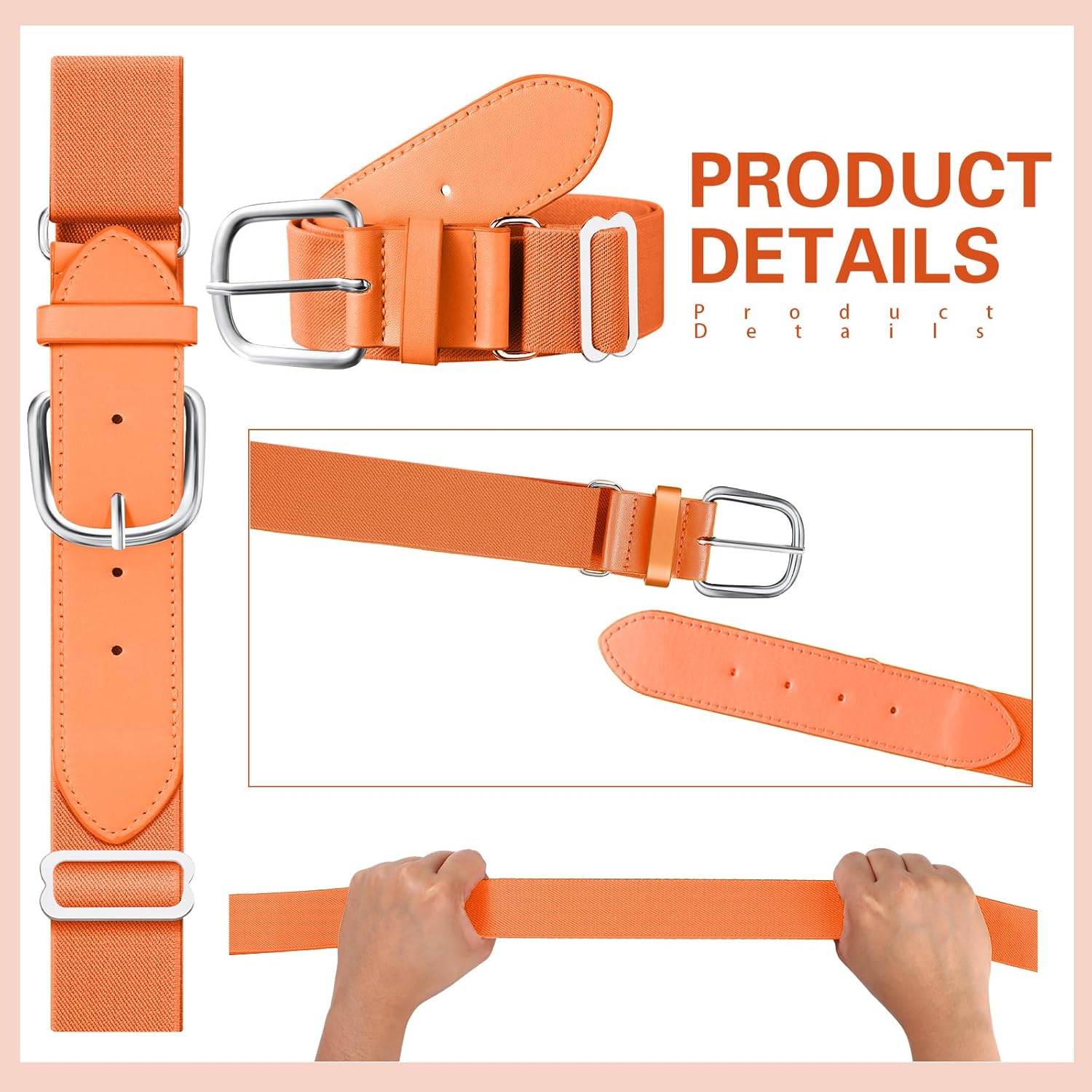 Hicarer 3 Pcs Youths Adult Baseball Softball Belt Girls Adjustable Elastic Uniform Belt PU Leather for Boys - Image 2