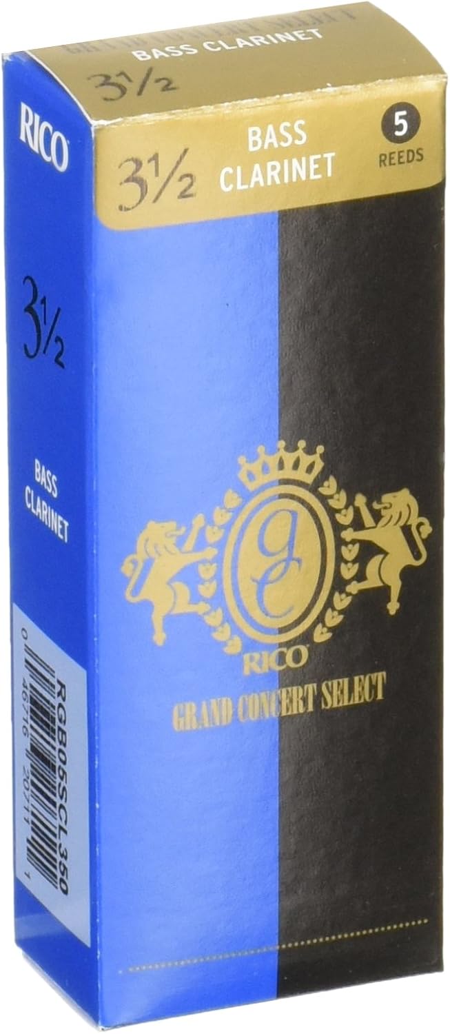 D’Addario Woodwinds Grand Concert Select Bass Clarinet Reeds, Strength 3.5, 5-pack