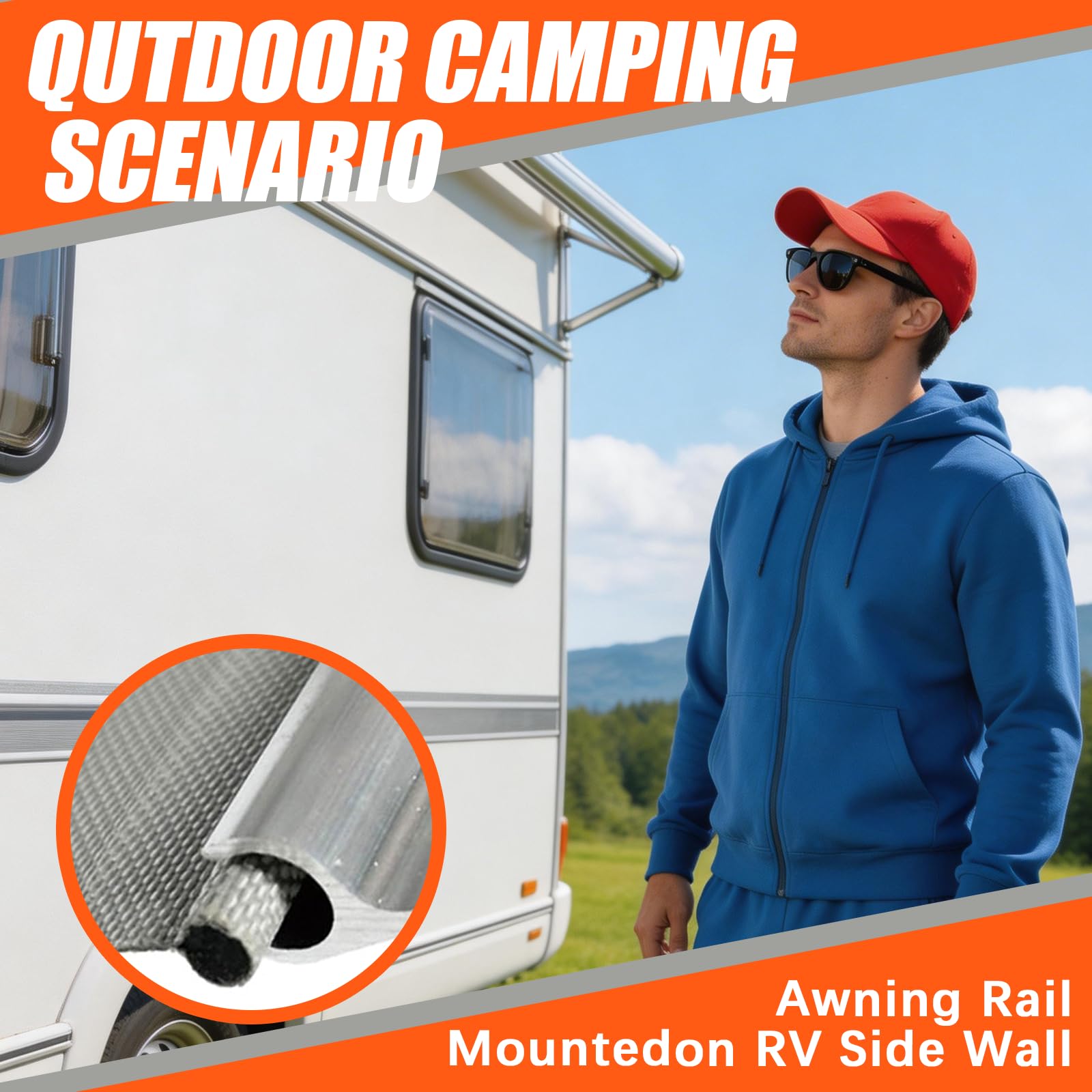 BRGD 8 Piezas 50cm Riel de Refuerzo de Aluminio, Riel para Toldo Canal C Fijación al Techo 45° para Accesorios de Autocaravana y Caravana