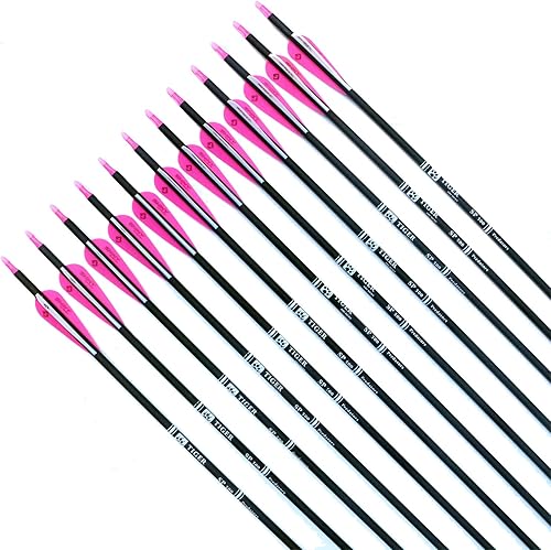 Miniatura 11 de Flecha de carbono de 30 pulgadas con puntas extraíbles para arco compuesto y recurvo (paquete de 12 unidades)