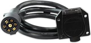 Leisure Cords 7-Way Trailer Extension Cord Wire 6 Ft - 7 Pin Connector Plug for RV Trailer, Caravan, 5th Wheel to Truck or Van - Heavy Duty & Weatherproof (6-Feet)