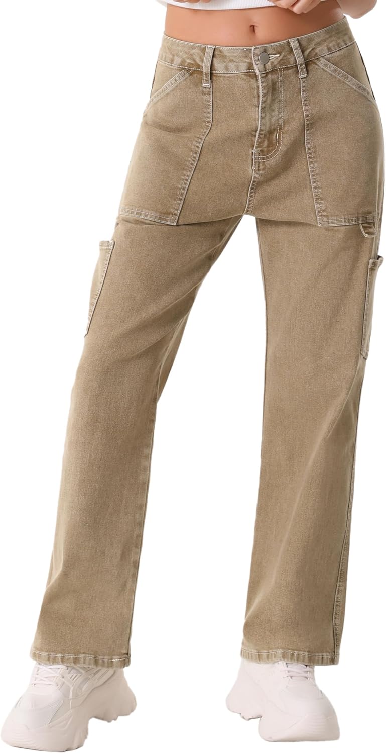 Allegra K Cargo Pants for Women's High Waist Baggy Y2K Street Casual Fashion Pants with Pockets