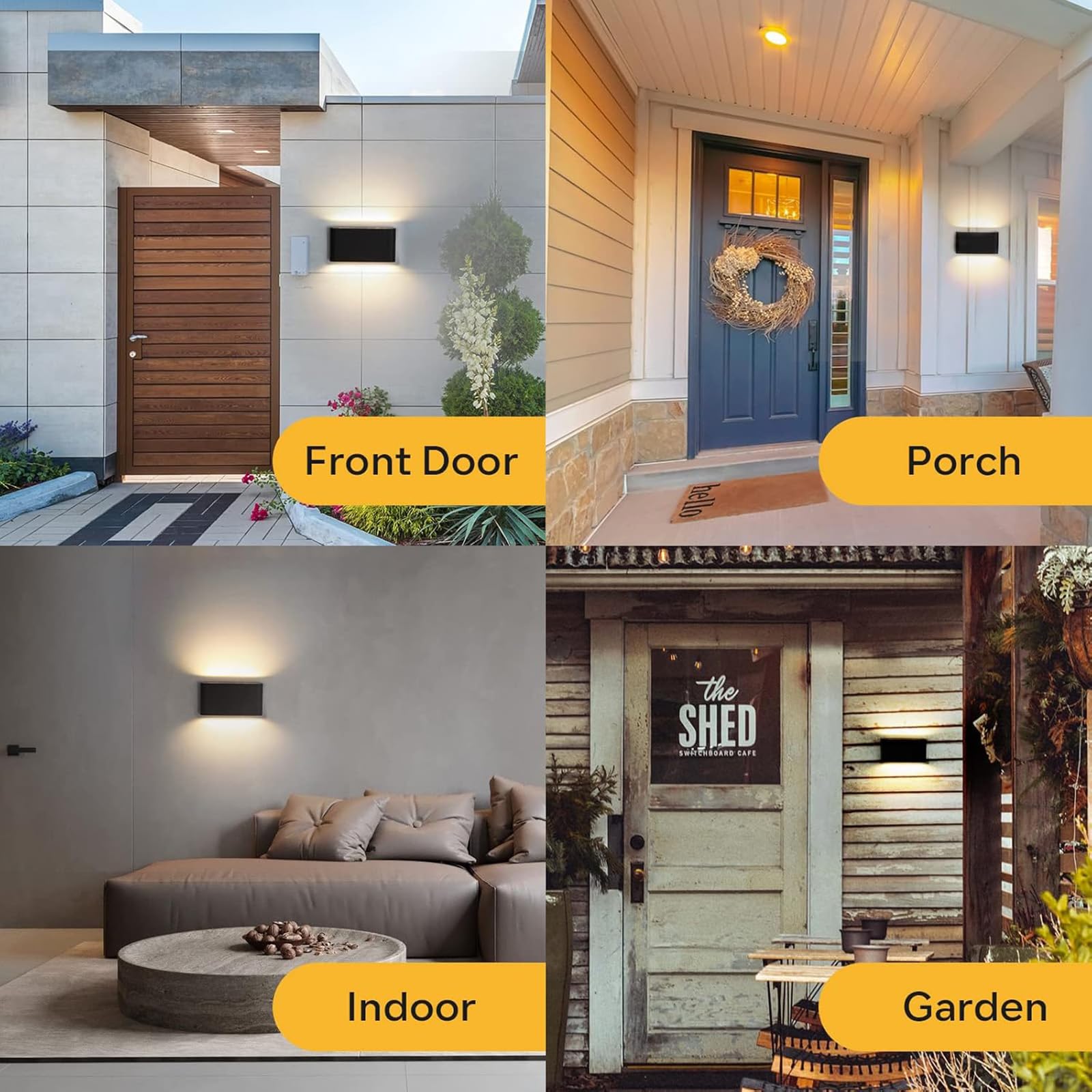 Außen IP65 Wandleuchte Radar Bewegungssensor Wandlicht Lampen Aluminium LED Wandlampe Schwarze Wandbeleuchtung Up Down 3000K/4000K/6000K für Gärten Terrassen Schlafzimmer (Weißes Licht,60W)