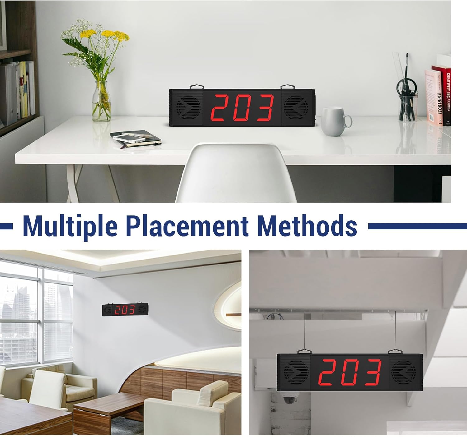 Wireless Queue Calling System with Voice Broadcast Three-Digit Screen, Remote Control Keyboard Waiting Number System for Restaurant,Cafe,Hospital,Bank,Home,Bar(Plug in to Use)