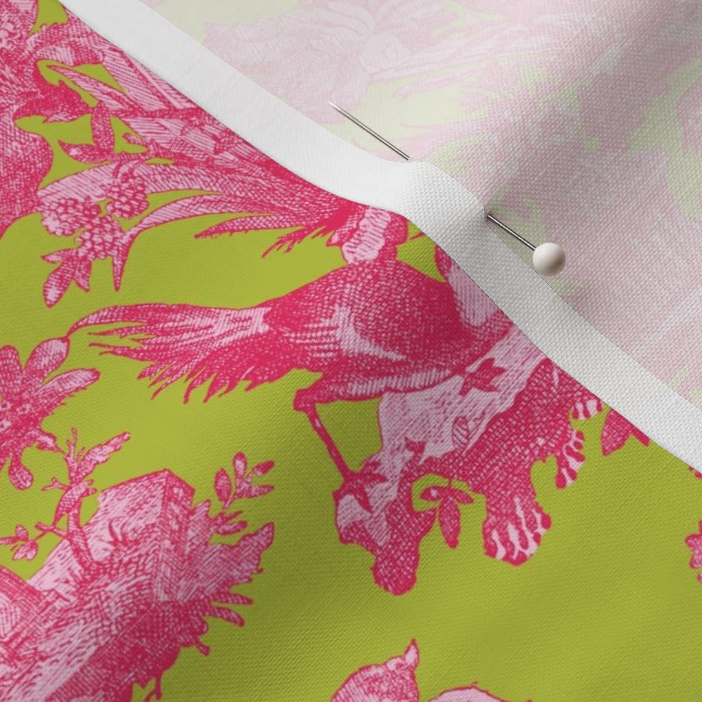 Spoonflower Fabric - Chinoiserie Toile Dark Medium Bright Neon Spring Printed on Petal Signature Cotton Fabric Fat Quarter - Sewing Quilting Apparel Crafts Decor