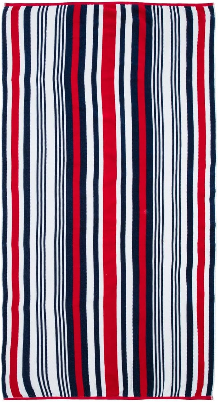 Hobby Lobby Striped Beach Towel, 30 x 70 Inches, Spring, Summer (Red, White, Blue)