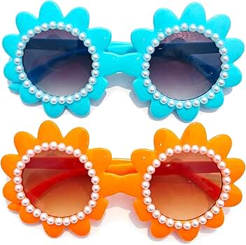 Amazon.com: COTIA Round Flower Pearl Sunglasses for Women Cute