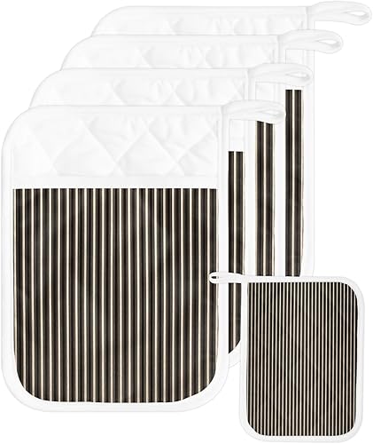 Miniatura 40 de Juego de 2 agarraderas de tela de toalla para cocina, antideslizantes, aislantes y térmicas, con bolsillo, guantes gruesos para horno, posavasos