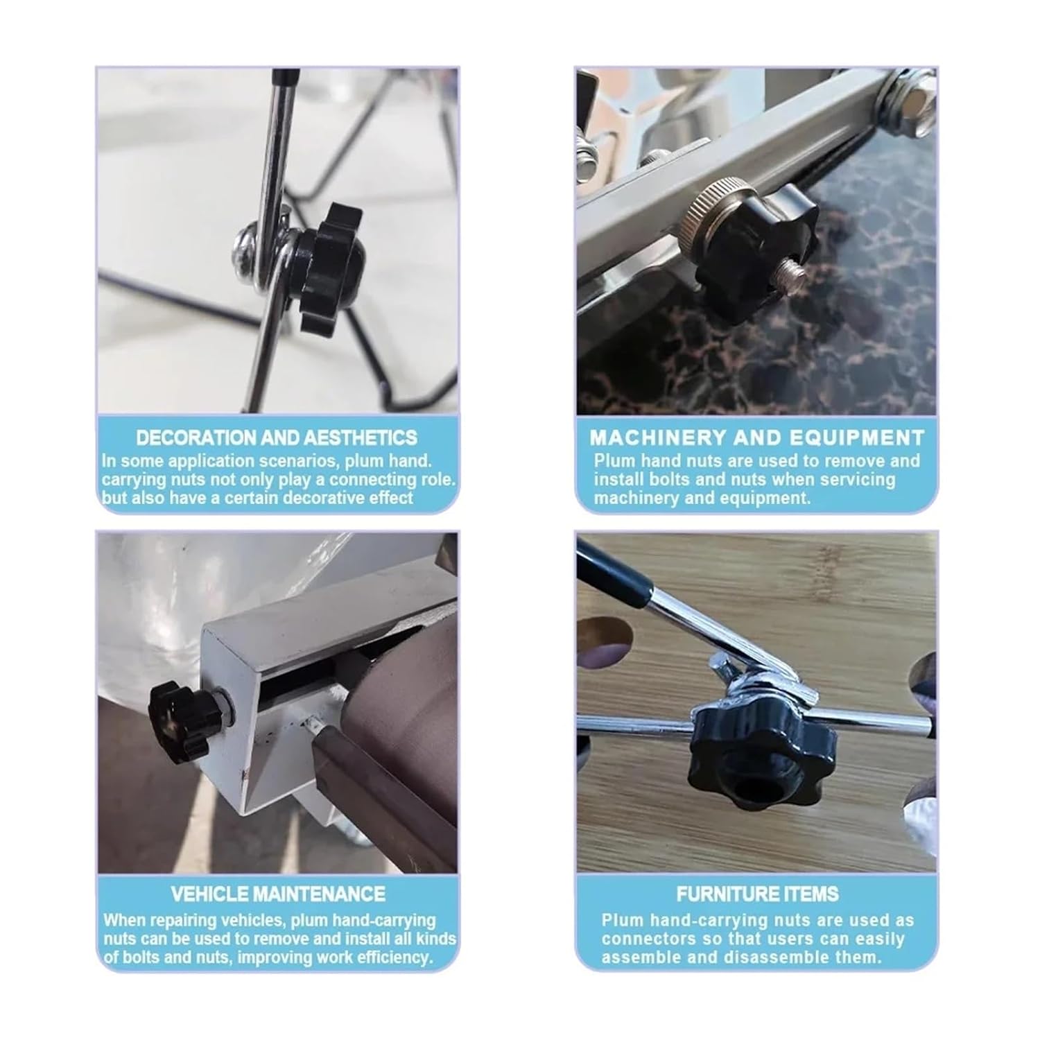 2-10pcsThumb Knob Nut M4 M5 M6 M8 M10 M12 Black White Clamping Handle Plum Thread Hand Mechanical Manual Tighten Star Nuts(No',M5(Head 32mm) 2pcs)