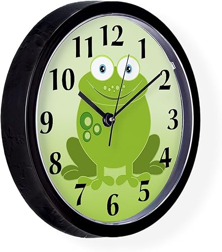 Miniatura 4 de CafePress Green Frog - Reloj de pared de 10 pulgadas para sala de estar, cocina u oficina