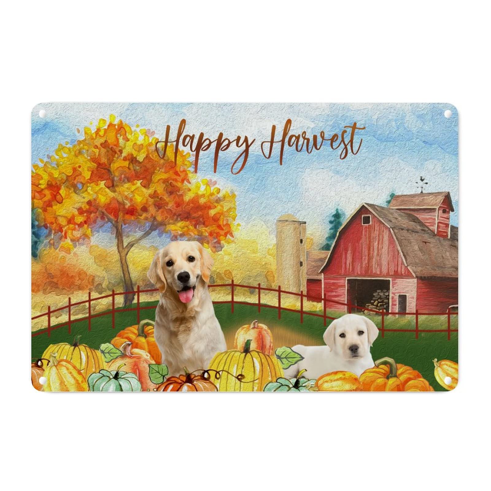 Plaque en métal Happy Harvest en acier durable pour décoration murale de garage
