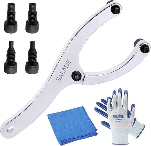 Salade Llave inglesa pesada, llave de tuerca de glándula ajustable con mango, para quitar el cilindro hidráulico, equipada con pasadores, guantes y