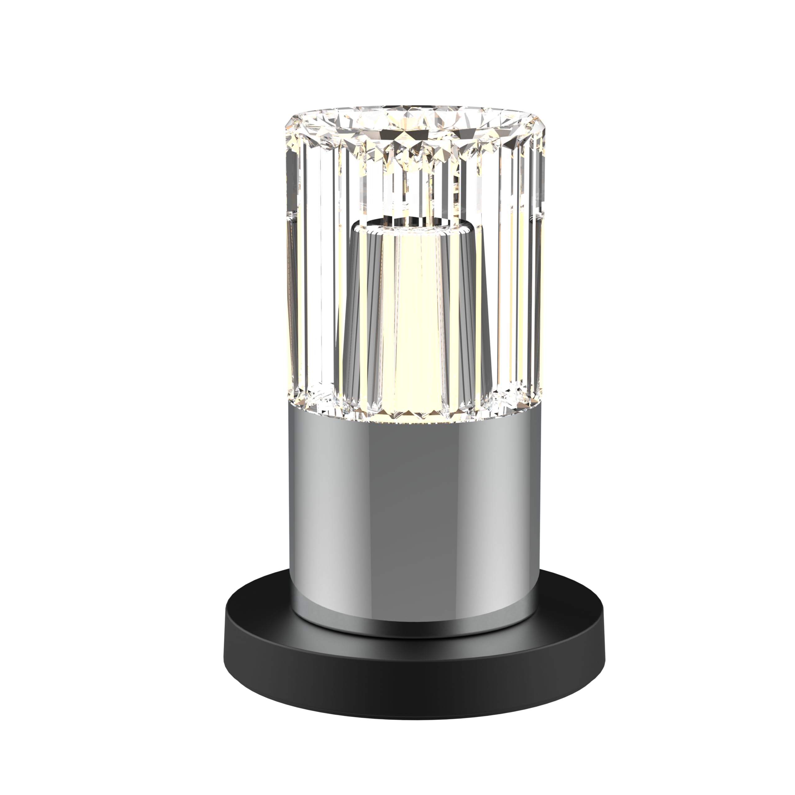 Bold Kristy Decorative Table Lamp Provides a Pleasant Atmosphere (Including Charging Station and 1 m USB Cable, Continuously Dimmable, 2200-3000 K Warm White, 10 Hours Runtime) - Chrome