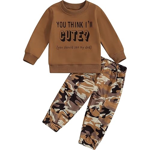 Fernvia Toddler Girls Clothes 2T 3T 4T 5T Fall Outfits Baby Pullover Sweatshirt & Camouflage Pants Set Kids Winter Sweatsuit