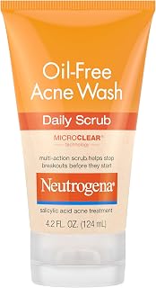 Neutrogena Oil-Free Acne Face Scrub with 2% Salicylic Acid - Daily Exfoliating Wash Clears Breakouts & Blackheads for Oily Skin, 4.2 oz