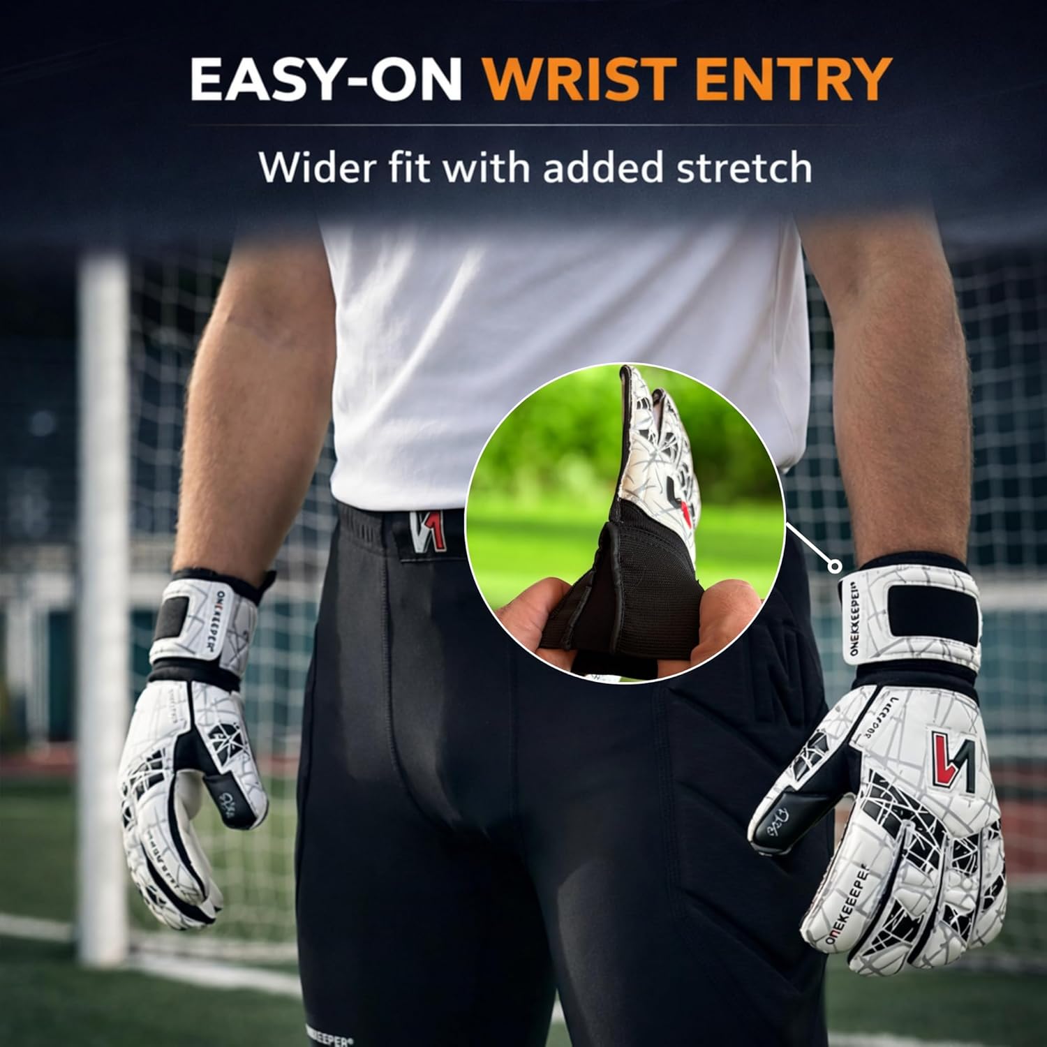 ONEKEEPER Vector Evolution with Finger Protection, Goalkeeper Gloves for Youth/Adult – 3.5mm Pro German Contact Latex, Turf-Ready Gloves (Sizes 8-12)