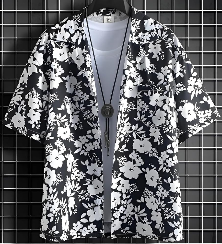 Amazon | [アスペルシオ] モノトーン 花柄シャツ オープンカラー