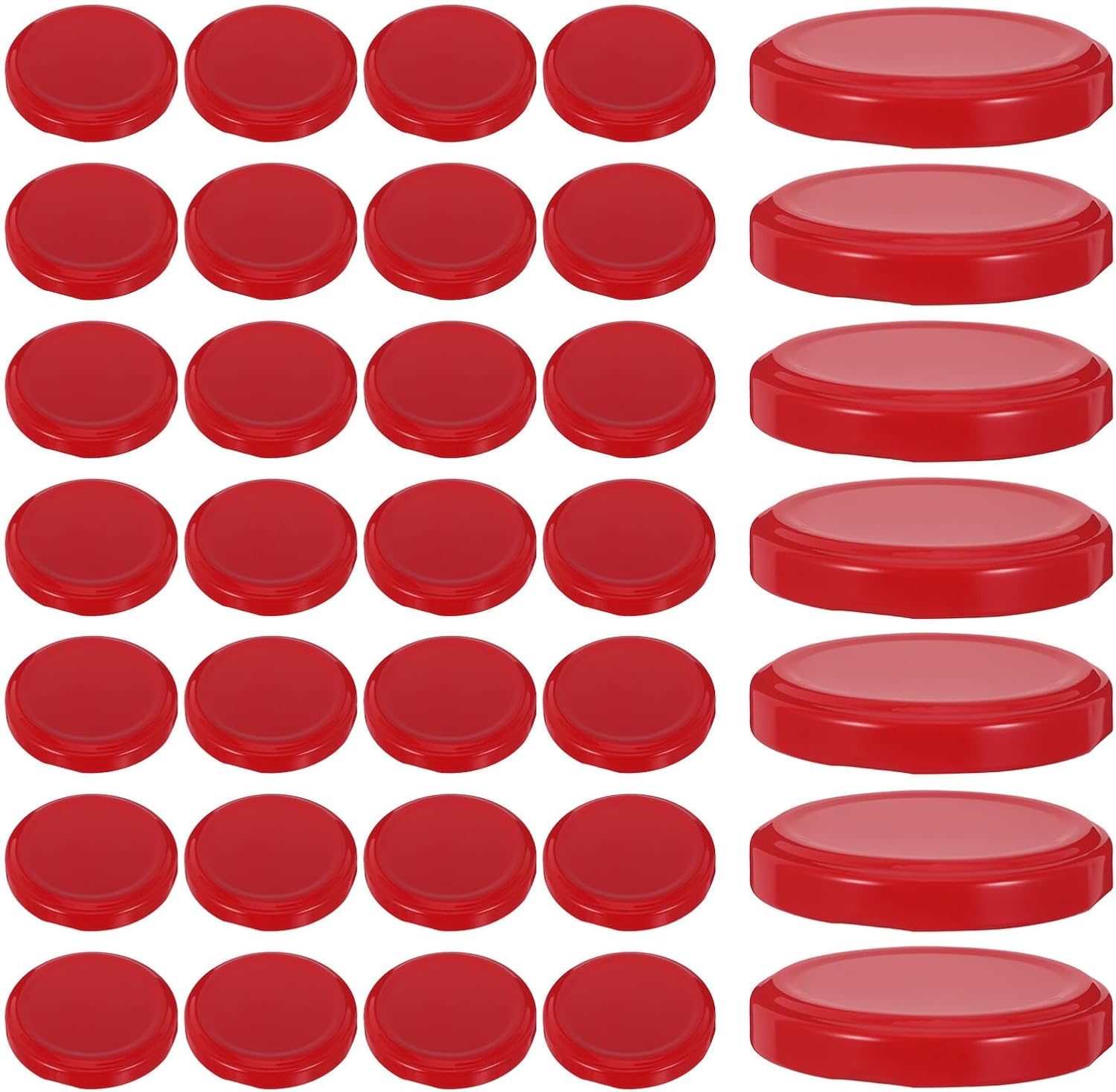 100pcs 63mm Red Tinplate Mason Jar Lids Airtight Sealing Covers Reusable Regular Mouth Canning Caps for Kitchen Seasoning and Food Storage