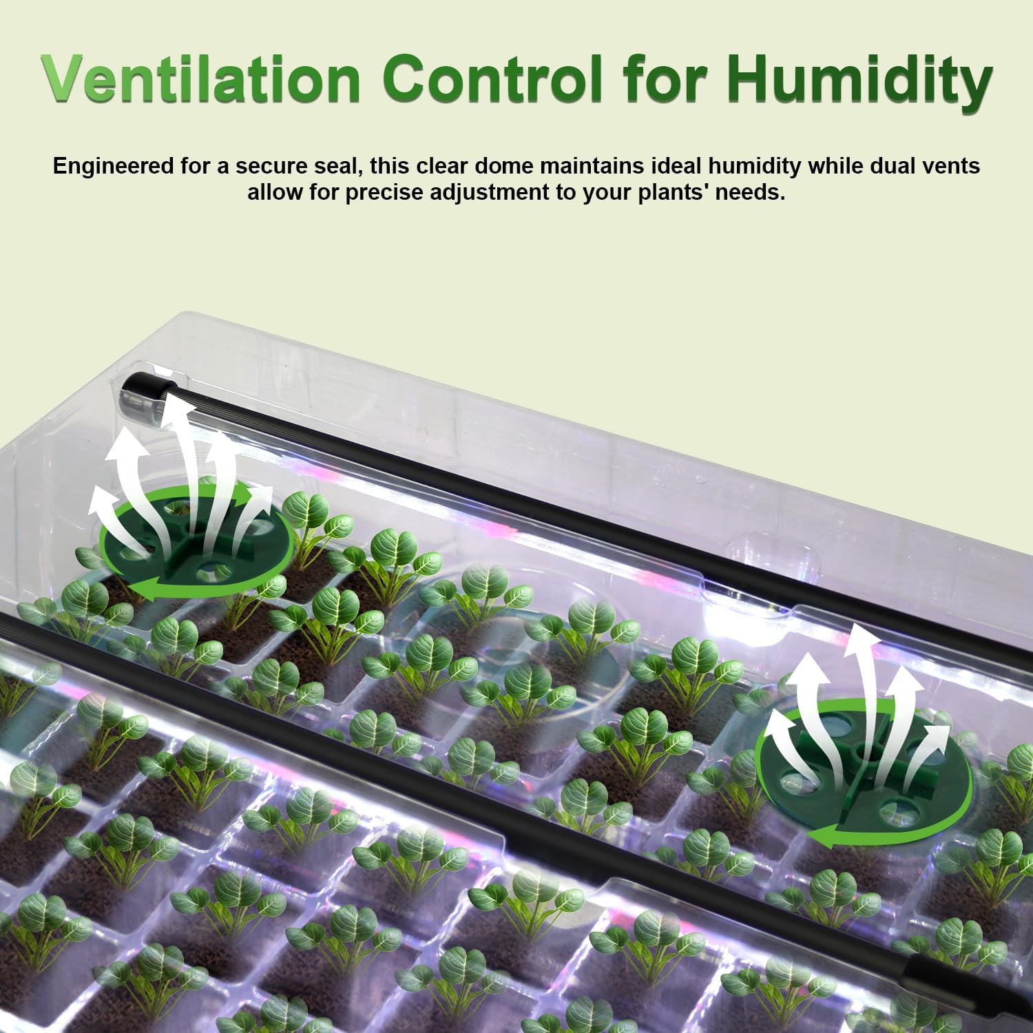 TONYFUL Seed Starter Tray with Grow Light, 60-Cell Seed Starter Kit with 4.07” Humidity Dome, Indoor Seedling Starter Tray, Seed Starting Tray for Plant Germination, Seeds Growing