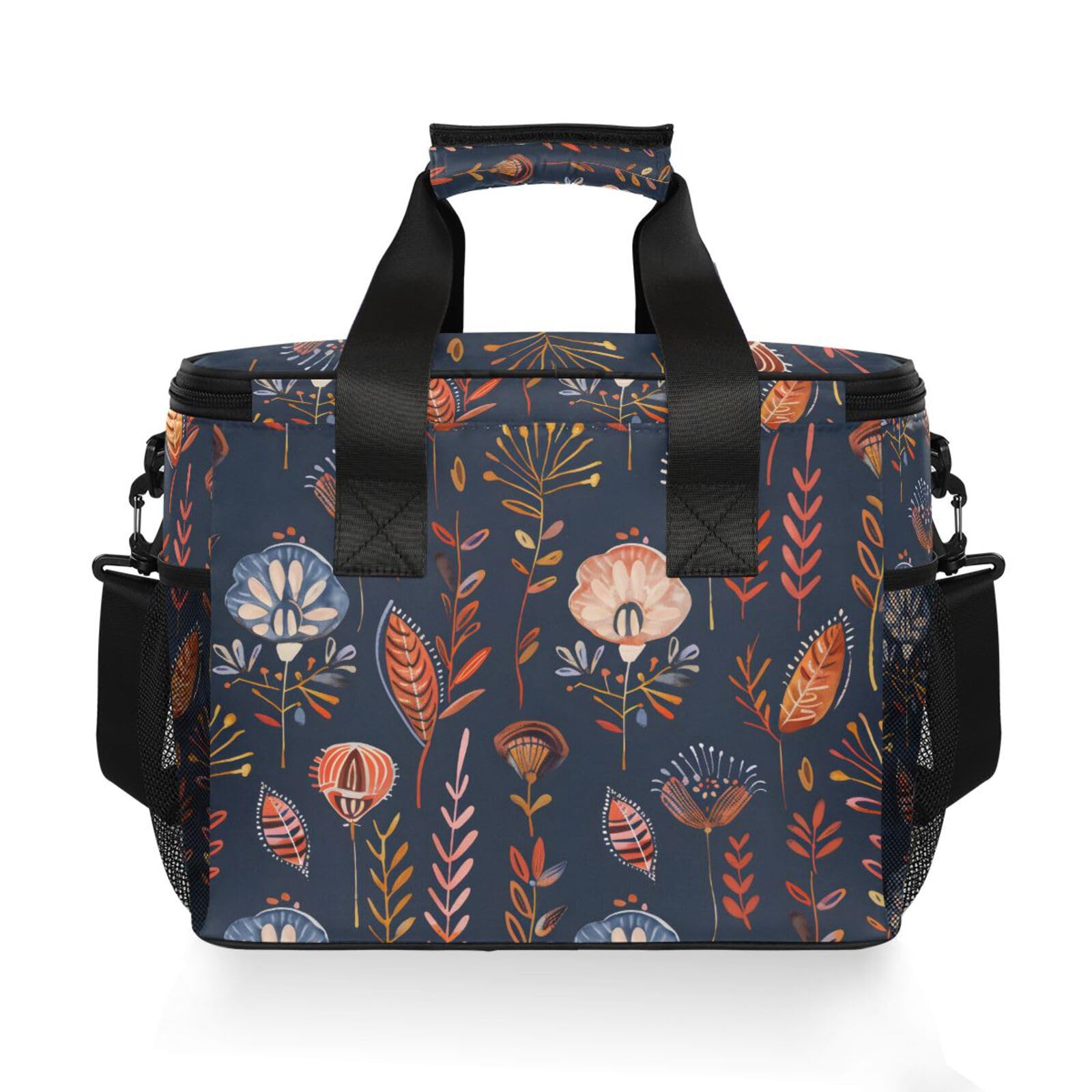 Bolsa térmica grande con diseño de cachemira y plumas bohemias con aislamiento térmico para picnic, 15 L, 24 latas, impermeable, para adultos, hombres y mujeres
