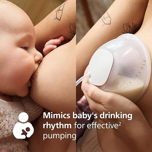 Philips Avent Hands-Free Double Electric Breast Pump, Hospital-Strength Motor, Mimics Baby's Drinking Rhythm, Pumps up to 85 Times per Minute, 2 Collection Cups, 4 Breast Shields, Model SCF547/11 - 2