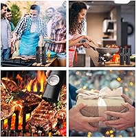 Vista 7 de Gravity - Juego de molinillo eléctrico de sal y pimienta, molinillo automático de sal y pimienta, funciona con pilas, grosor ajustable, luz LED