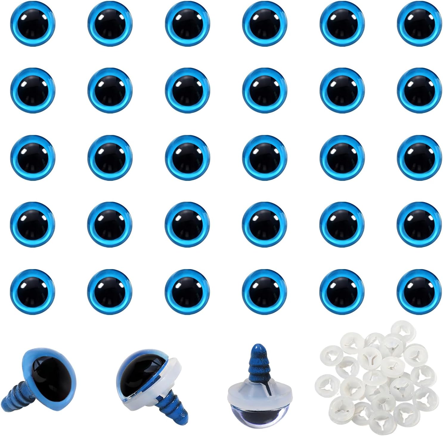 TOAOB 60pcs 12mm Blue Safety Eyes for Crocheting Craft Stuffed Animals Eyes