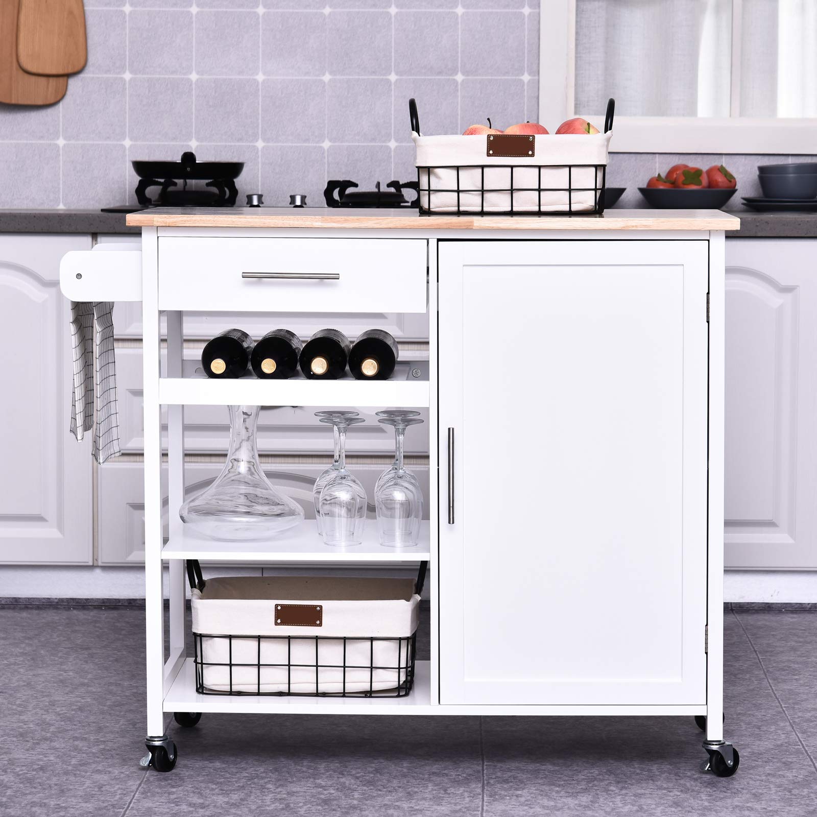 4Tier Rolling Kitchen Island Utility Trolley Serving Cart