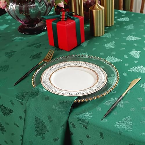 Miniatura 4 de Honellaty Manteles de Navidad, tela jacquard, rectangular, 60 x 102 pulgadas, mantel de invierno, Navidad y vacaciones para el hogar, cena, fiesta
