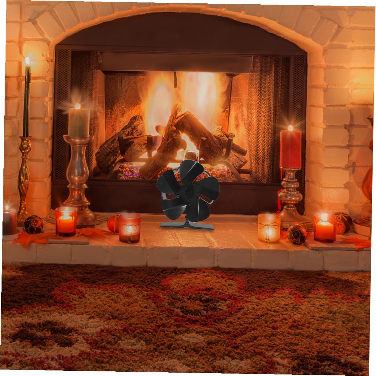 Compact Five-blade Silent Heat Powered Stove Fan Metal Fireplace Fan for Home Use Low Noise for Wood Stoves and Fireplaces