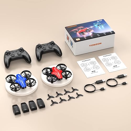 Miniatura 7 de TOMZON Paquete de 2 drones A24 para niños con modo batalla, pequeño dron RC con tiro para llevar, dron para niños con mosca circular, giro