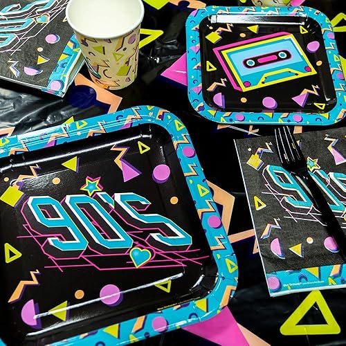 Miniatura 8 de Suministros para fiestas de los años 90 (116 piezas para 16 invitados) - Decoraciones para fiestas de los años 90, decoraciones para fiestas