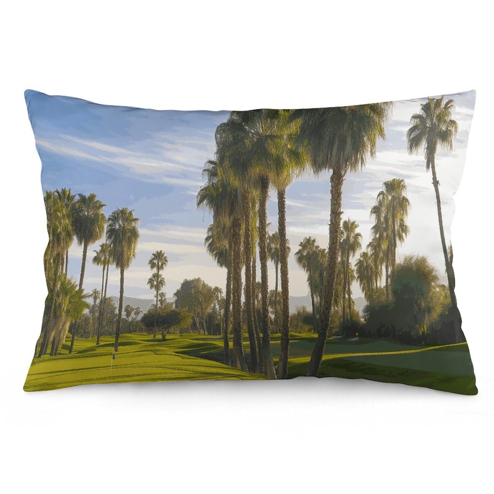 NONHAI 2 Pack Pillow Cases for Hair and Skin, Soft Breathable Pillow Case Covers with Hidden Zipper, Palm Tree Golf Course Pillowcase 12 "x20 Pillow Covers for Sleeping Gift