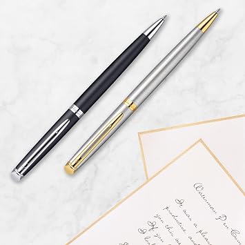 Waterman Hemisphere Ballpoint Pen | Gloss Black with 23k Gold Trim | Medium Point | Blue Ink | Gift Box