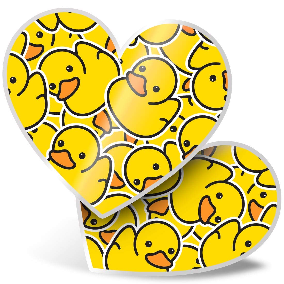 Destination Vinyl Ltd Multi 2 X Heart Stickers 7.5 Cm - Yellow Rubber Ducks Duckling Laptop Tablet Luggage Scrapbook #2078