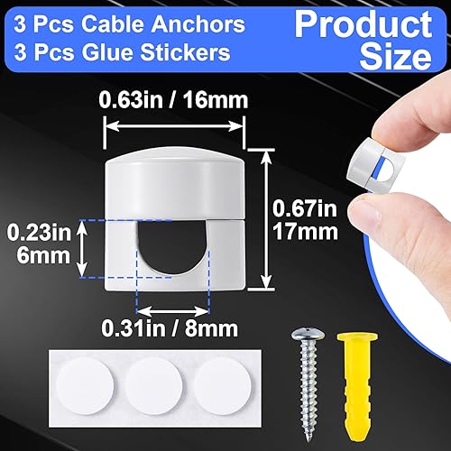 Miniatura 167 de 3 juegos de soportes de cargador para cables, soportes de anclaje de cable ajustables plateados, clips de cable de metal adhesivos, organizadores de