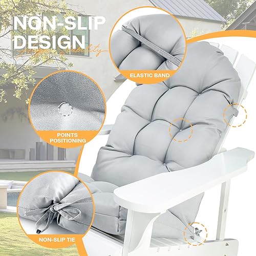 Miniatura 8 de Cojines para silla mecedora de respaldo alto para exteriores, impermeables, color verde azulado, paquete de 2 cojines de repuesto acolchados con