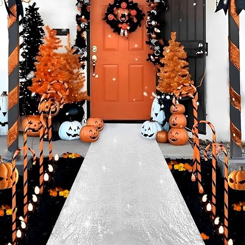 Miniatura 7 de Alfombra blanca para pasillo de boda, 2 x 15 pies, brillante, para ceremonia, con lentejuelas, para pasillo al aire libre