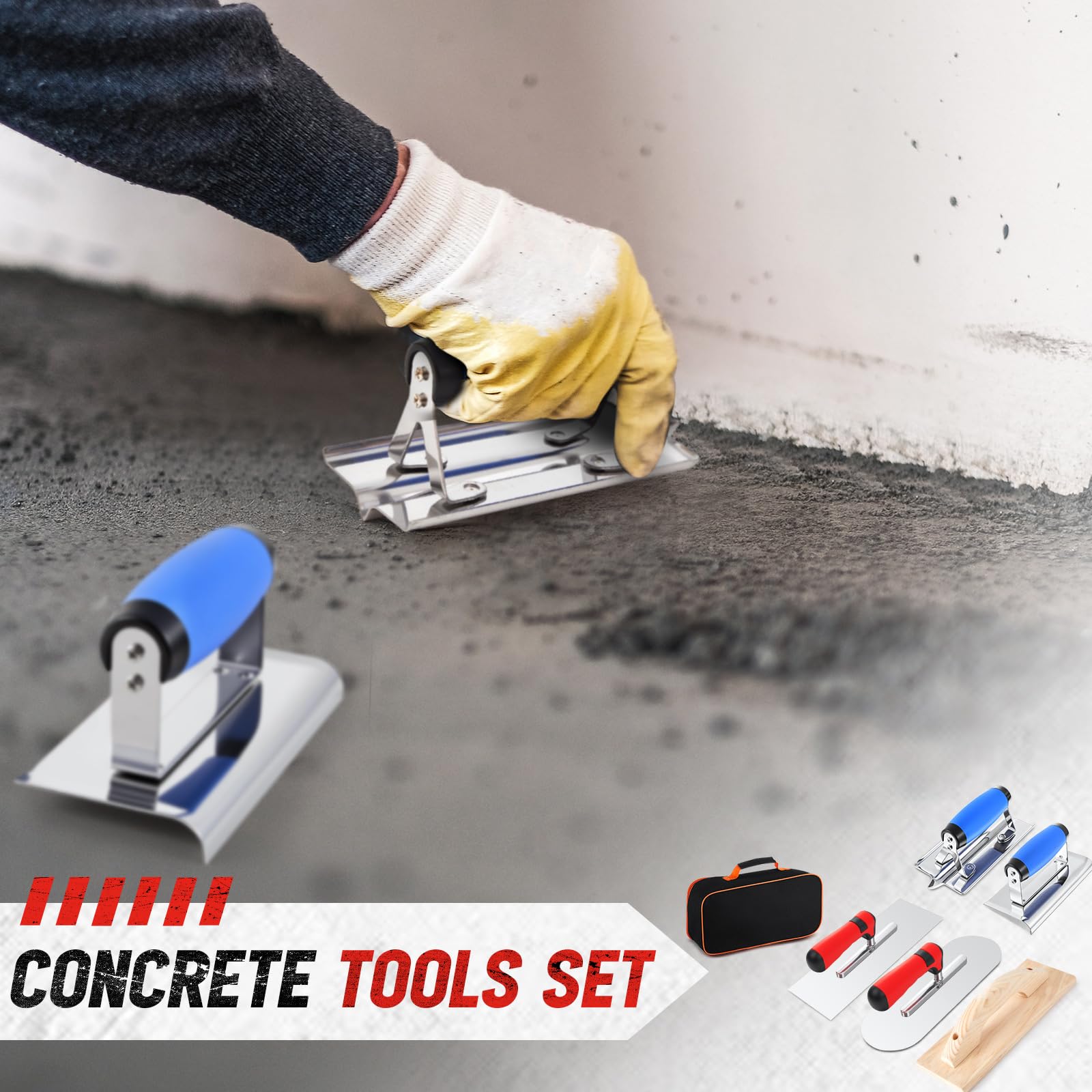 MorningRo Concrete Hand Tools Set - Masonry Tools -6