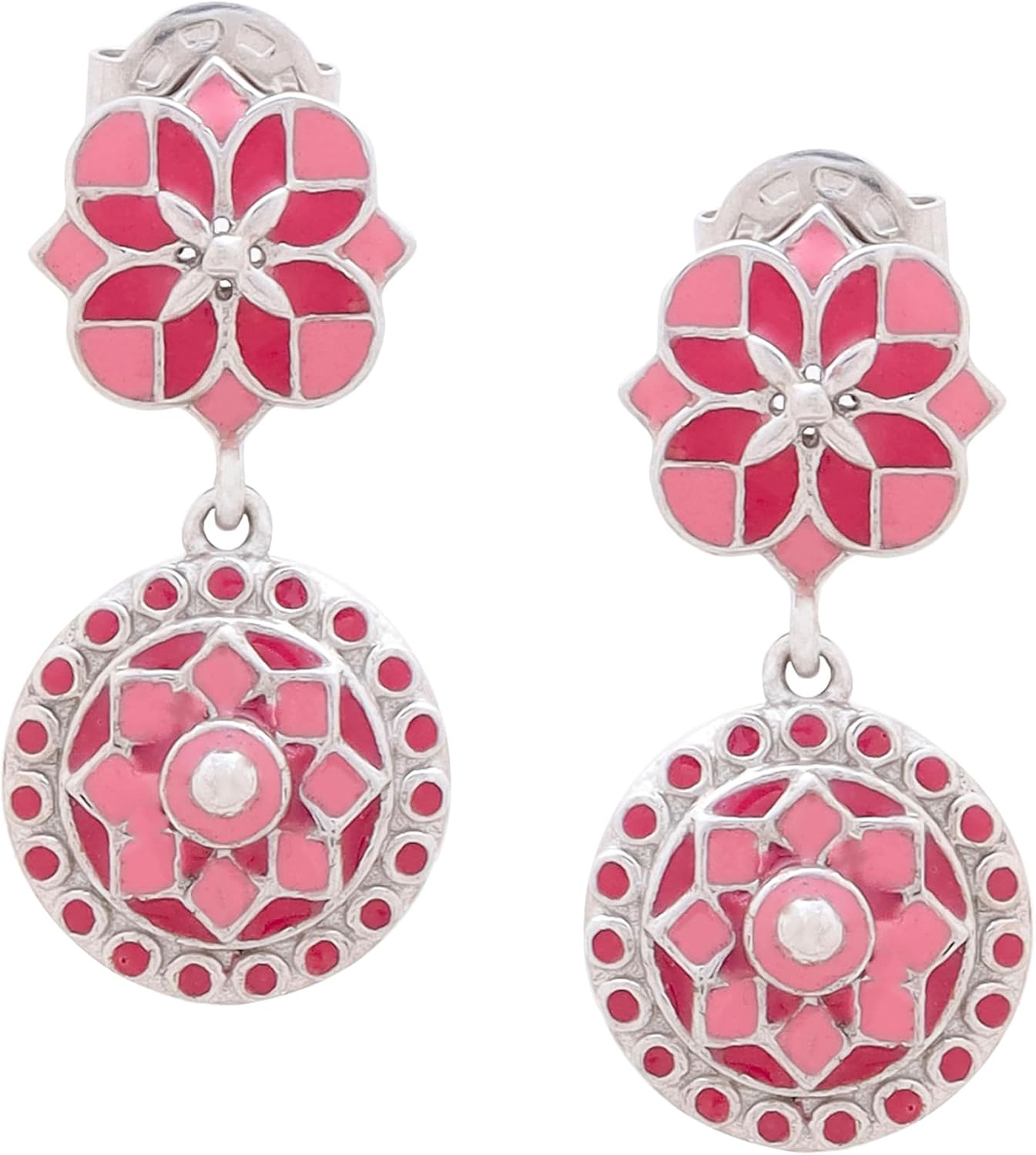 Hand-Enameled Lotus Jhumka Earrings for Women | Navicia Rosa Collection | Traditional Indian Ethnic Statement Dangle Earrings for Bridal & Festive Wear - Image 7