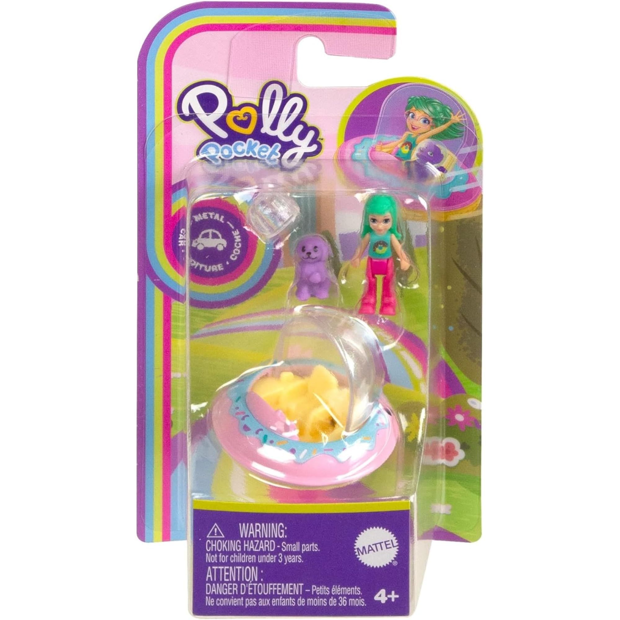 Polly Pocket Pollyville Vehicle Accesory & Character Playsets - (4 Pack Set 1), Silver/Gray - Image 4