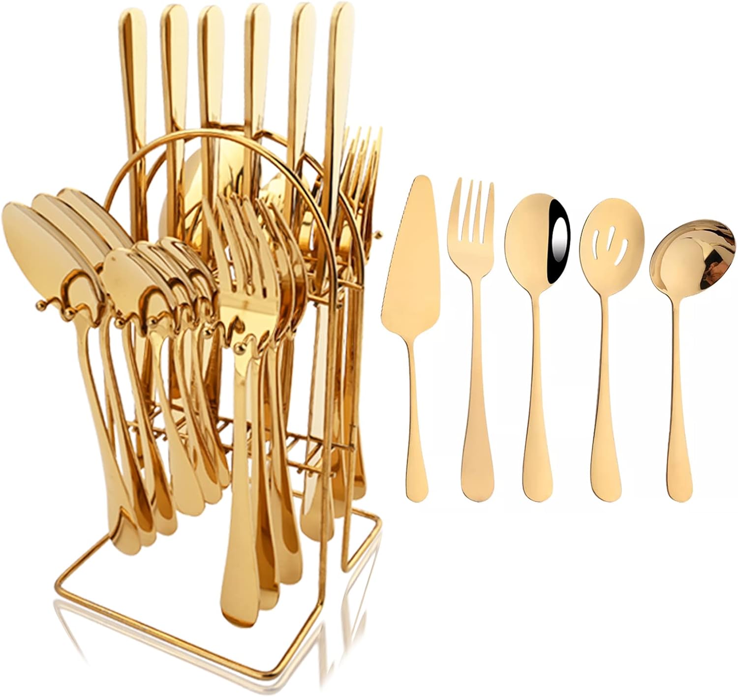 BRIIEC Gold Silverware Set, Service for 6, 30 Pieces