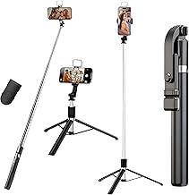 Selfie Stick Tripod with Light, 67 inch /170CM Tripod for Mobile Phone, Multi-Functional Bluetooth Long Selfie Stick for Travel,Vlogging,Compatible with iPhone and All Smartphone
