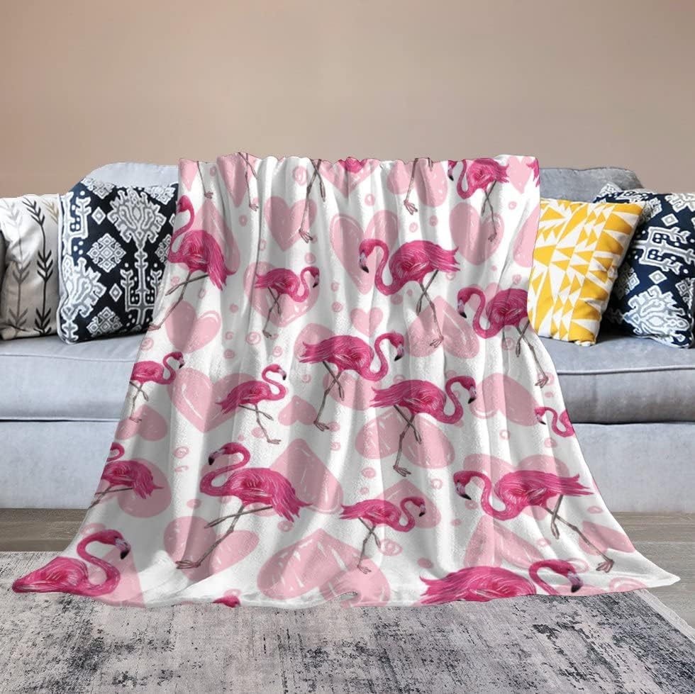 Flamingo Blanket Gifts - 40 x 50 Inches Cute Flamingo Throw for Kids - Light Pink Cozy Fuzzy Plush Blankets for Sofa - Image 5
