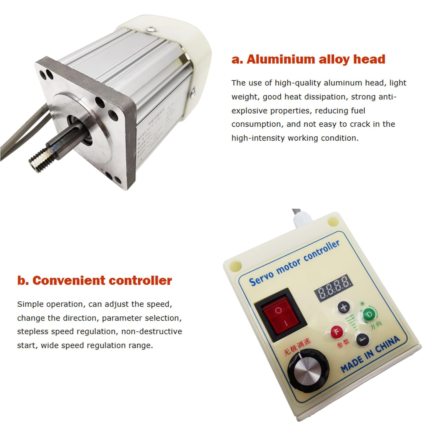 110V Sewing Machine Servo Lathe Switch Brushless Motor, Servo Motor Set 200-5000rpm Split Type Brushless Power Servo Motor 1500W
